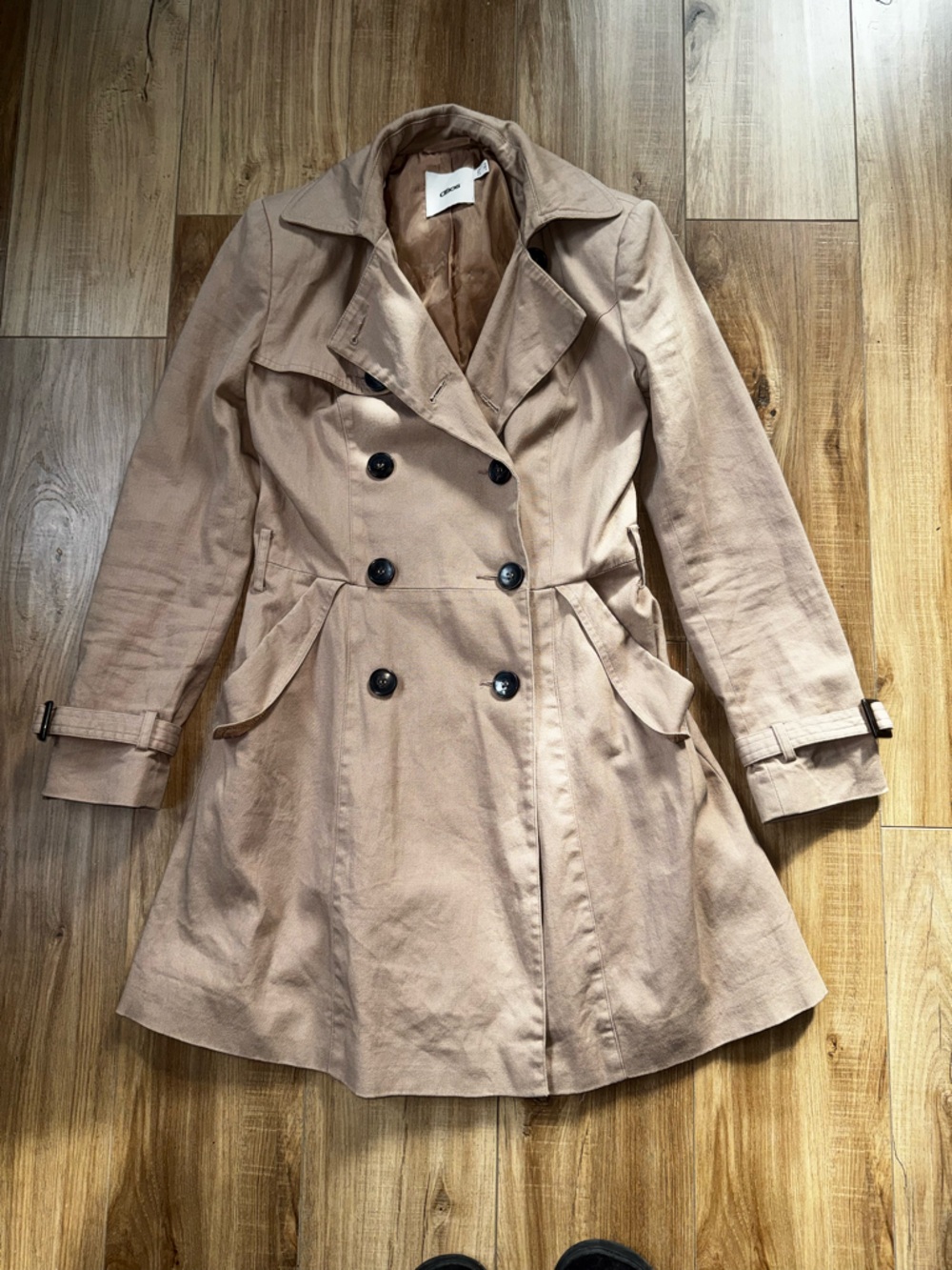 ASOS Double-Breasted Trench Coat in Light Beige